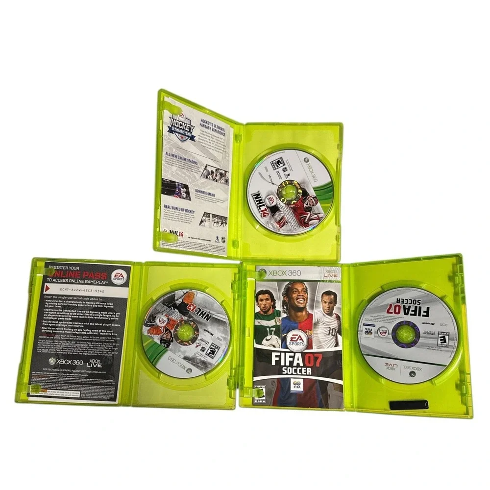 Xbox 360 Sports Games Lot NHL 13 NHL 14 FIFA 07 Bundle Complete‎ Manual Disc